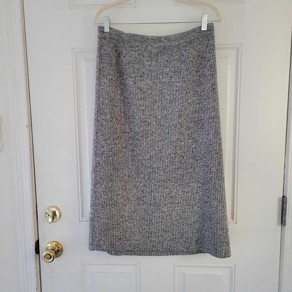 Vintage Lord & Taylor Silver/gray Sweater Knit Pencil Skirt size L